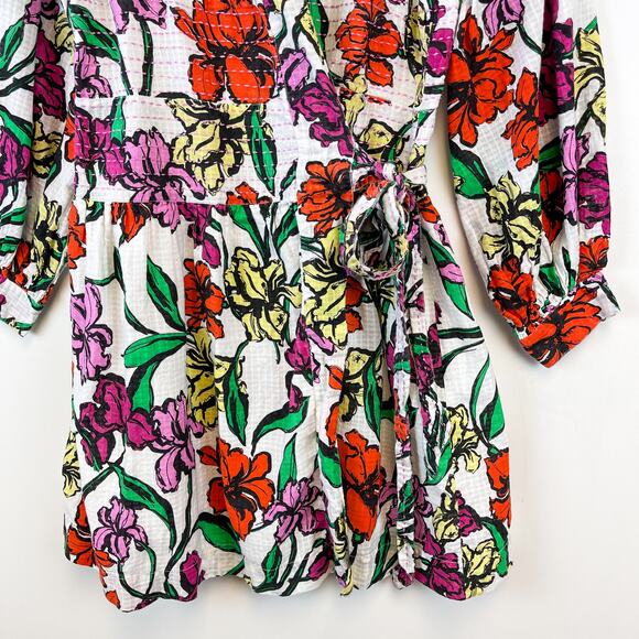 Roller Rabbit Size M Jorales Bibianna Wrap Floral Mini Dress Multi-Color V-Neck - Picture 5 of 11